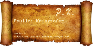 Paulini Krisztofer névjegykártya